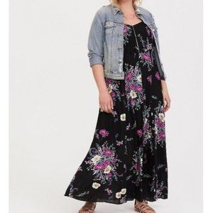 TORRID Black Floral Hacci Maxi Dress Size 1X NEW IN PACKAGING